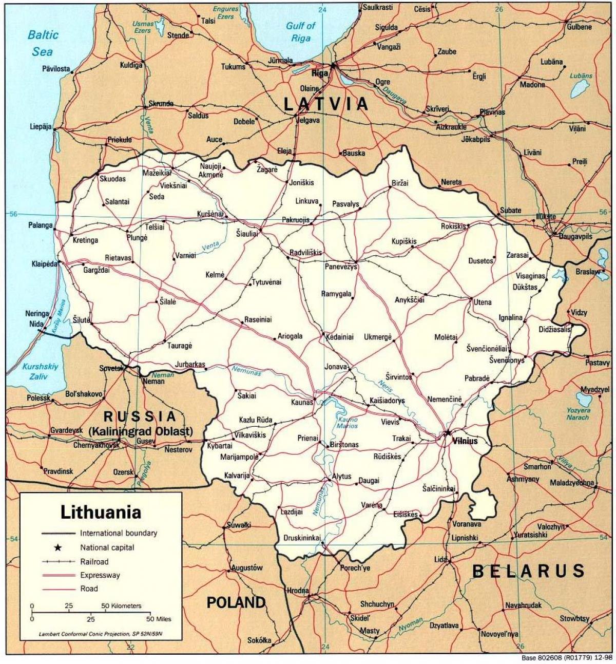 mapa ukazuje Litva