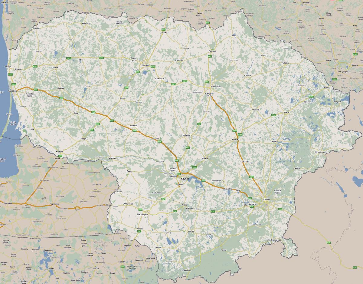 Mapa Litvy turistické 
