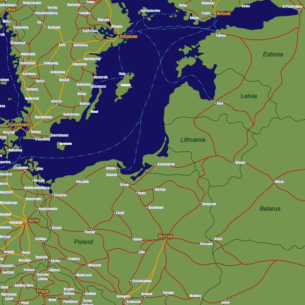 Mapa Litvy vlak