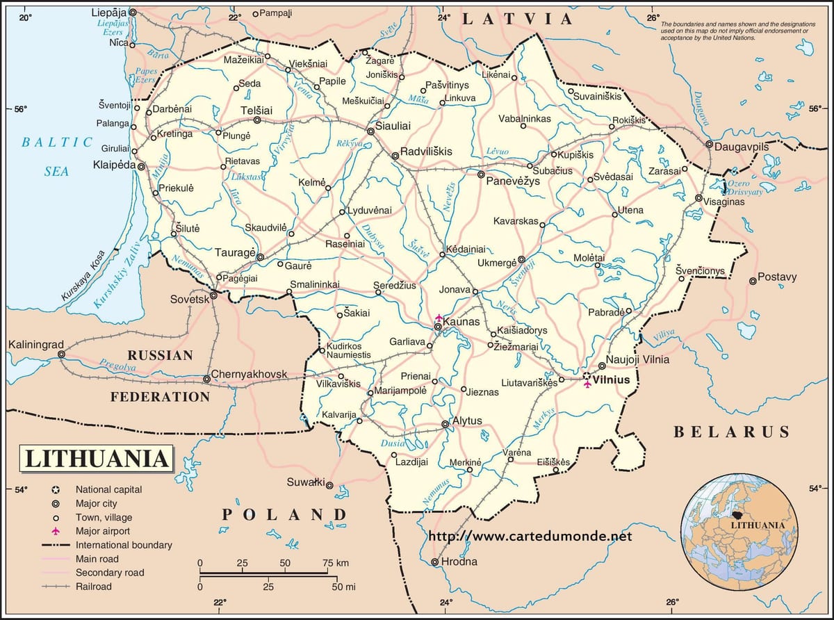 Mapa Litva země