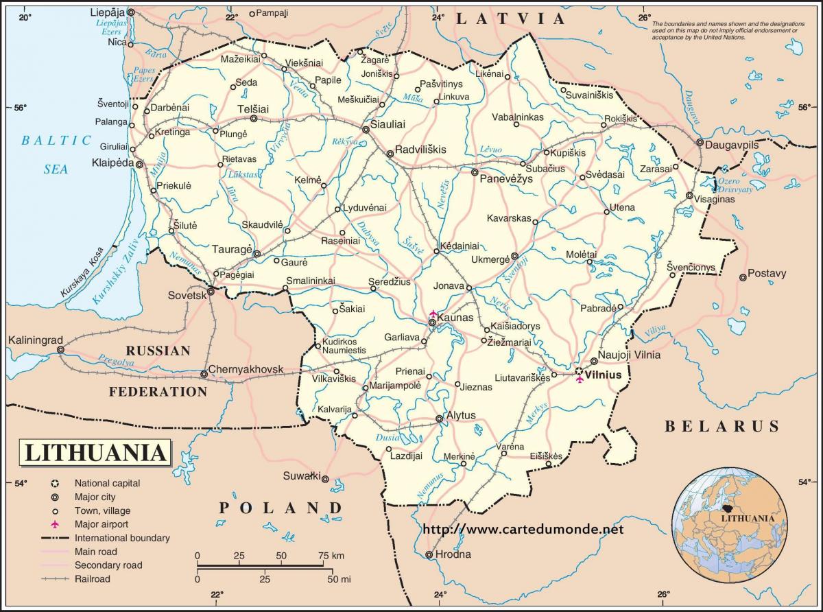 Mapa Litva země