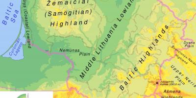 Mapa Litvy fyzické