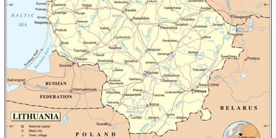 Mapa Litvy letišť