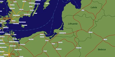 Mapa Litvy vlak